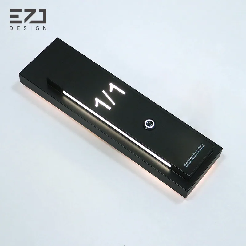 Double-layer black electronic hotel door sign with illuminated room number